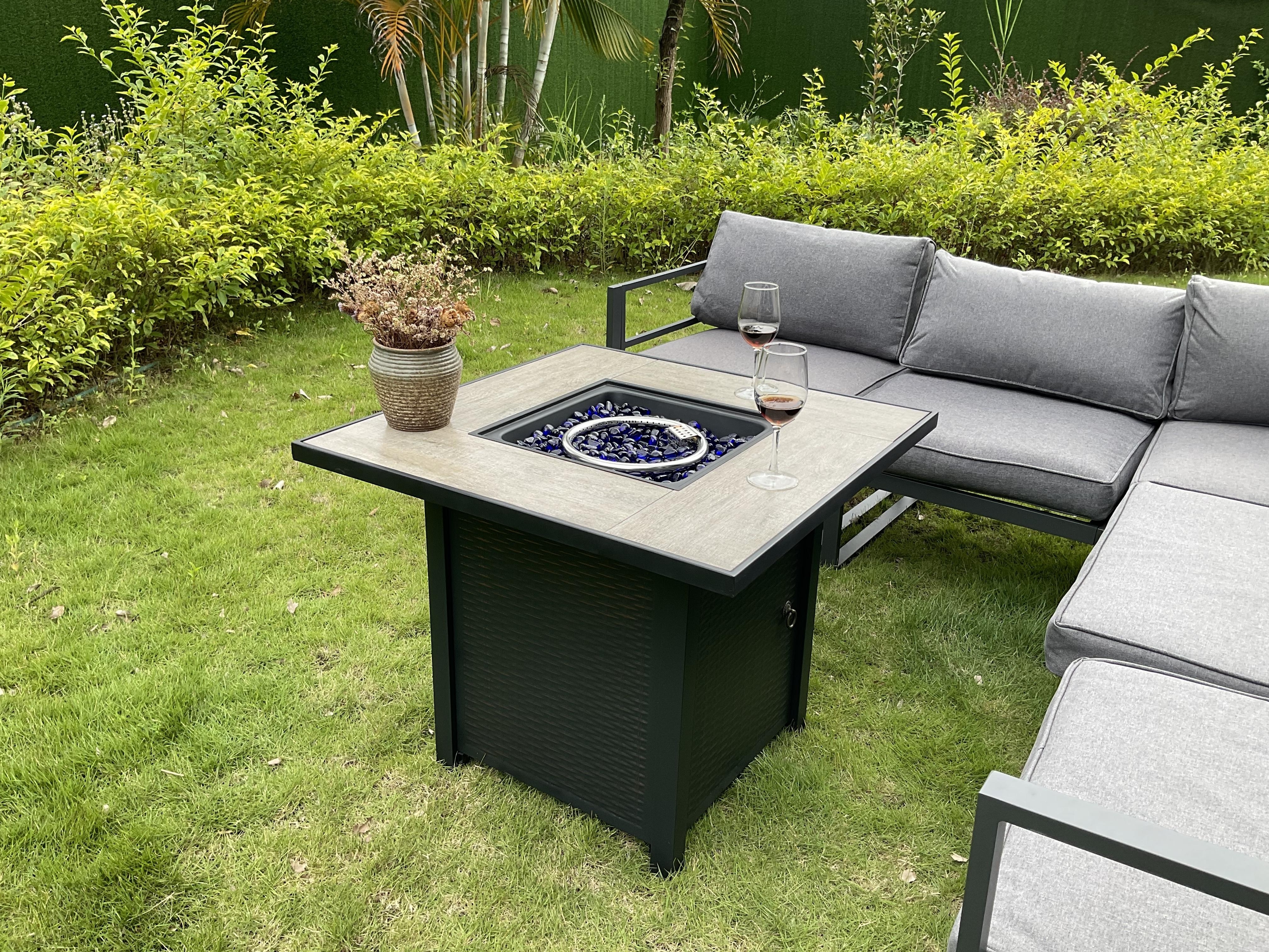 Garden Fire Pit Table Modern Metal Fireplace For Outside Backyard Garden Square Fire Pit Table