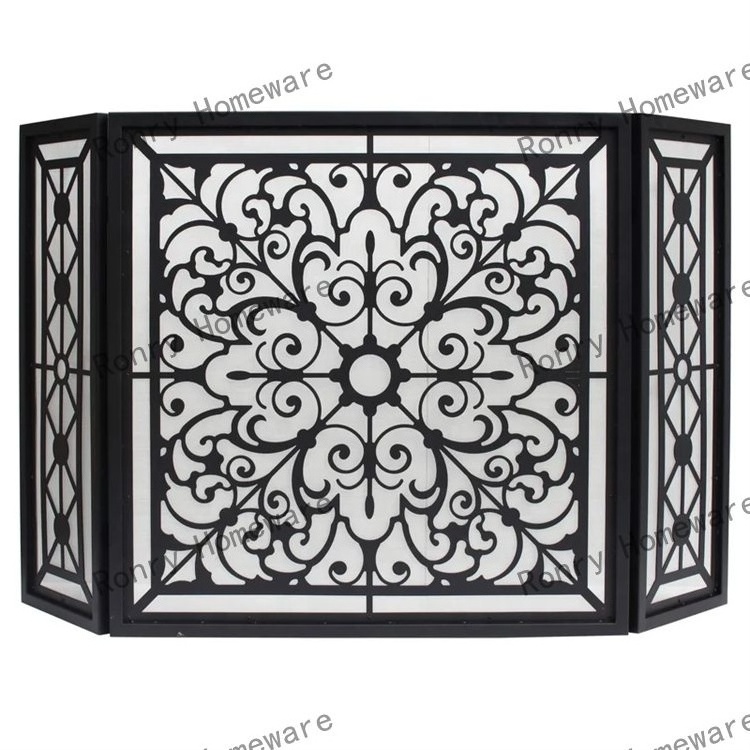 Designer decorative fireplace screen fire cover manufacturers direct wrought iron black fire pit spark screen protectors