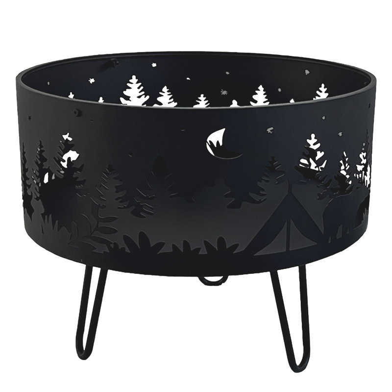 Black Steel Garden Fire Pit Backyard Garden Barbecue Grills Outdoor Wood Burning BBQ Grills