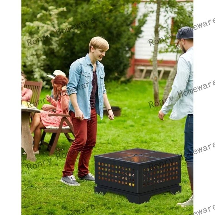 outdoor steel flat packed wood burning portable fire pit for camping portable fire pit  firewood storage