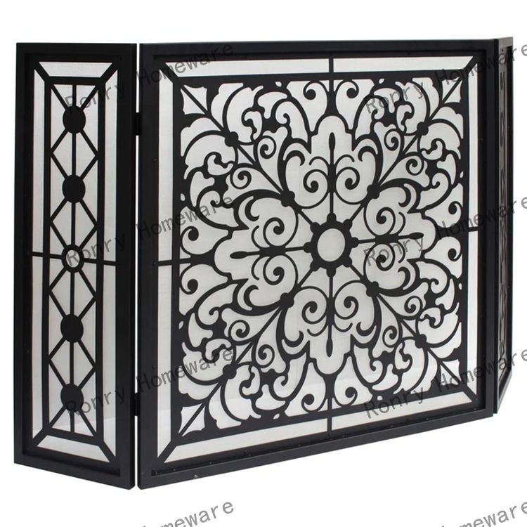 Designer decorative fireplace screen fire cover manufacturers direct wrought iron black fire pit spark screen protectors