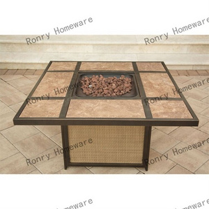 43 inch desktop rattan-look 50000 btu natural adjustable flame outdoor patio garden gas fire pit table