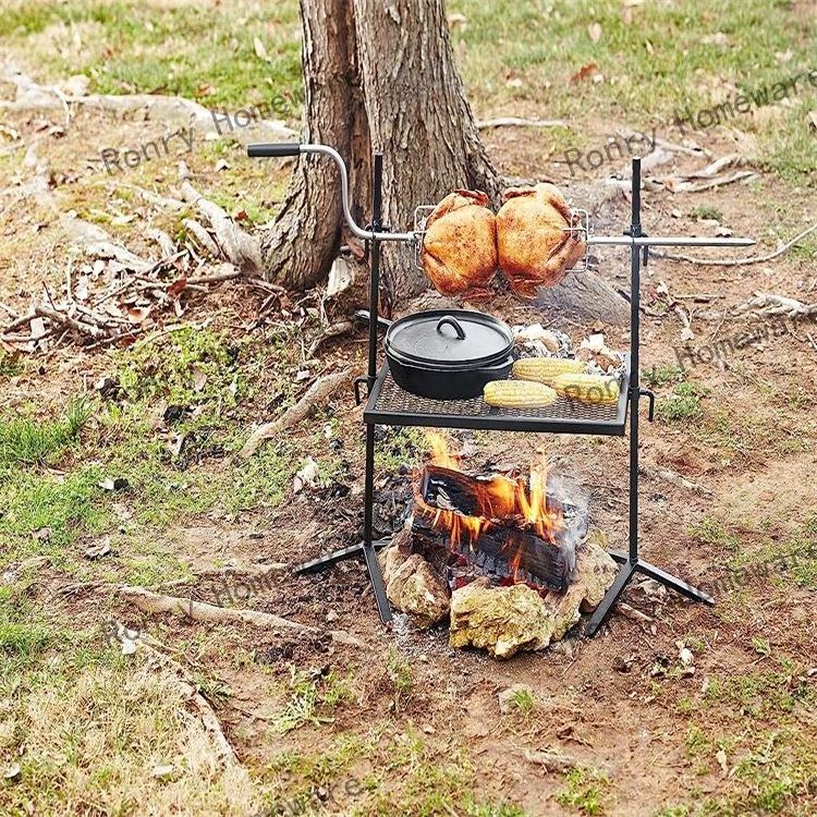 Hot sell removable Campfire Grill Steel Grate Portable Over Fire Camp Grill for Outdoor Open Flame Cooking