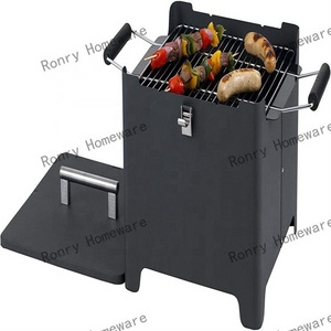 steel charcoal bbq grill camping grills portable fire pit steel grille with leg table storage mesh swing cooking stand