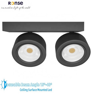 RONSE Ceiling Surface Mounted Led Down Light 2 Heads Spotlight 20W Focusable Beams 15-40 Dia 80mm 3 Inch Ceiling Downlight Led