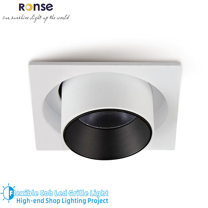 RONSE 10W 15W 25W 35W Commercial Down Light 3000k Square Cob Spot Light Housing Led Down Light Spotlight Cob Ceiling