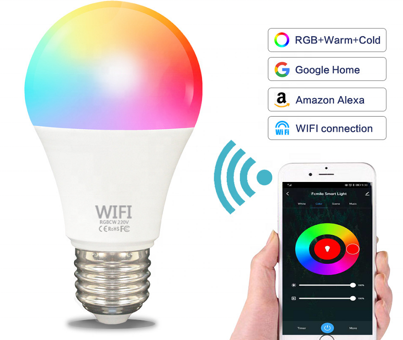 Amazon factory voice control 9w 12w 15w smart life b22 e26 e27 alexa google rgb light wifi smart bulb