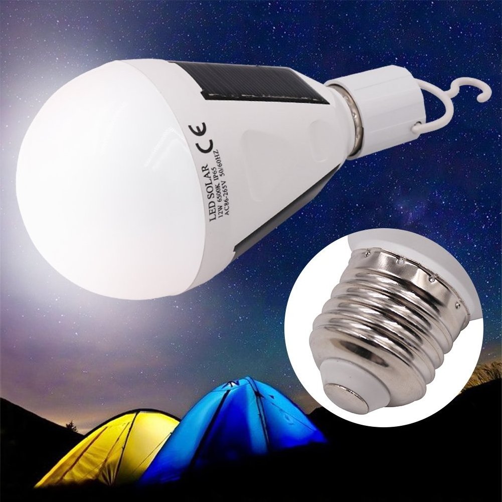 Portable Lanterns Emergency Lights 7 Watts Solar LED Camping Light Rechargeable Bulb for Outdoor