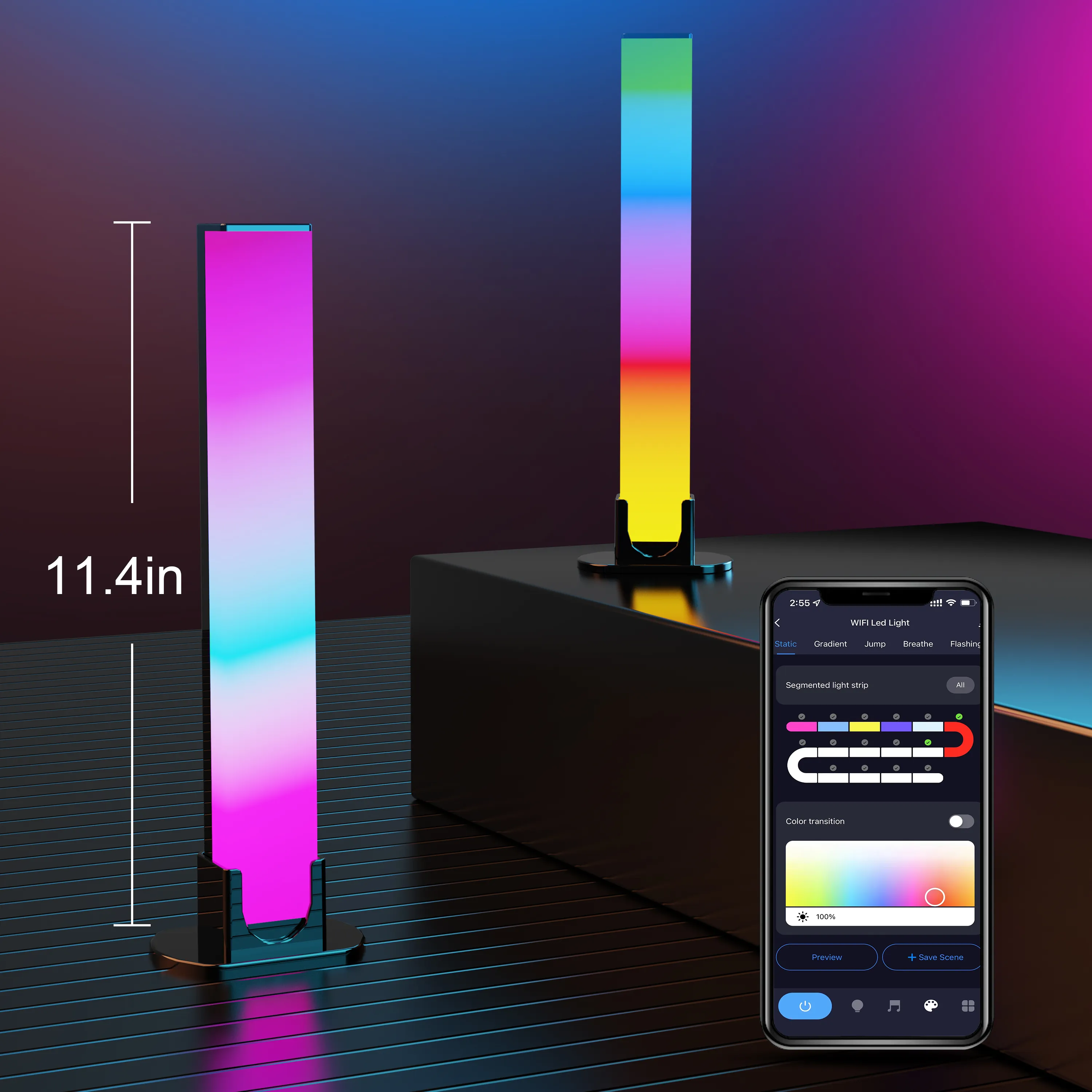 NEW Blue tooth WIFI RGB table lamp TV Computer game Desktop Symphony Atmosphere Light with remote controller