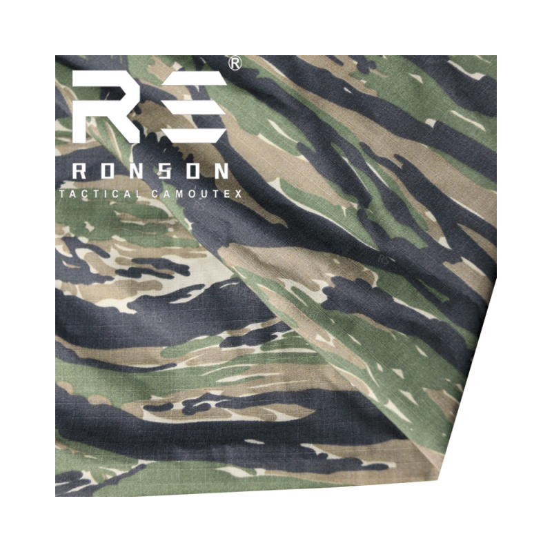 NC5050 Vietnam tiger stripe nylon cotton fabric NYCO Ribstop  camo printed tactical uniform fabric