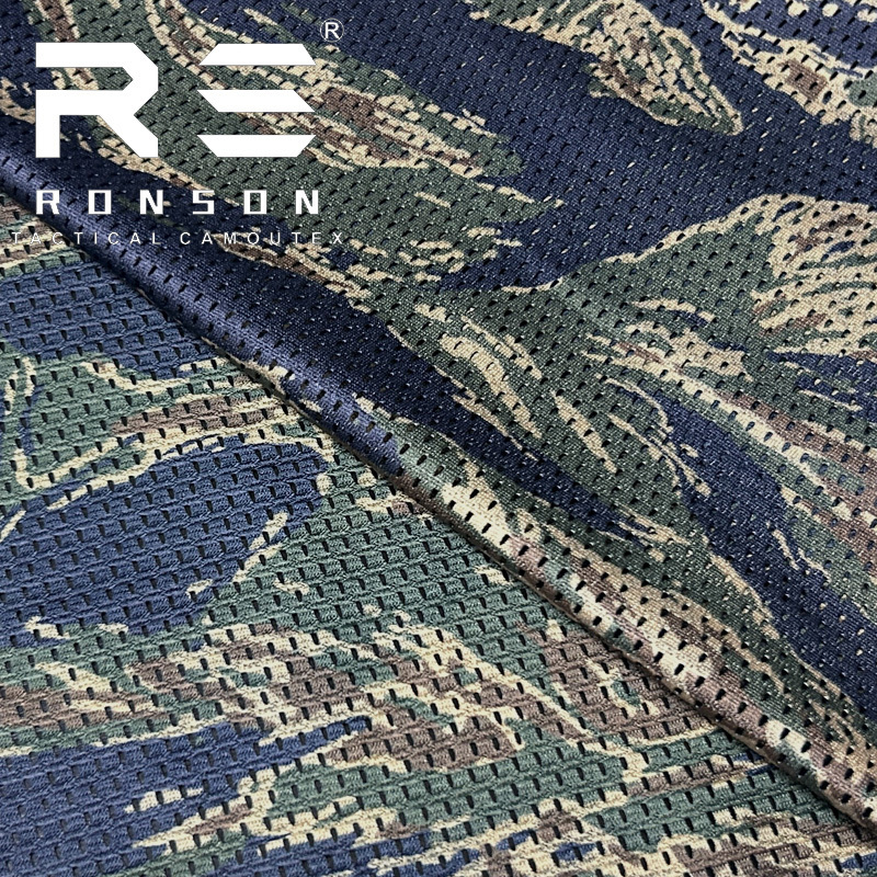 Mesh fabric 120gsm six color chocolate / Tiger strip blue camouflage fabric tactical tricot fabric mesh for printed