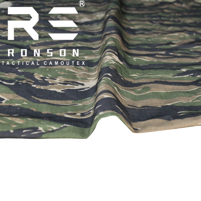 NC5050 Vietnam tiger stripe nylon cotton fabric NYCO Ribstop  camo printed tactical uniform fabric