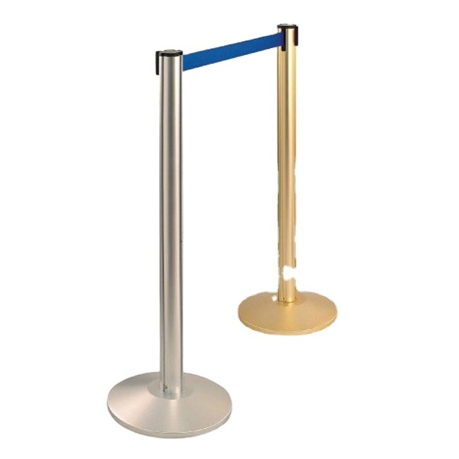 Black / Blue / Red 2M Retractable Belt Stainless Steel Queue Line Stand