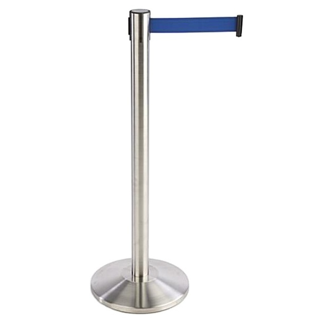 Black / Blue / Red 2M Retractable Belt Stainless Steel Queue Line Stand