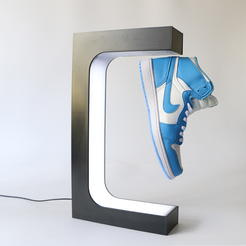 Magnetic Levitation Floating Shoe Display Stand 360 Rotating Sneaker Shelf Rack Holder with Led Light