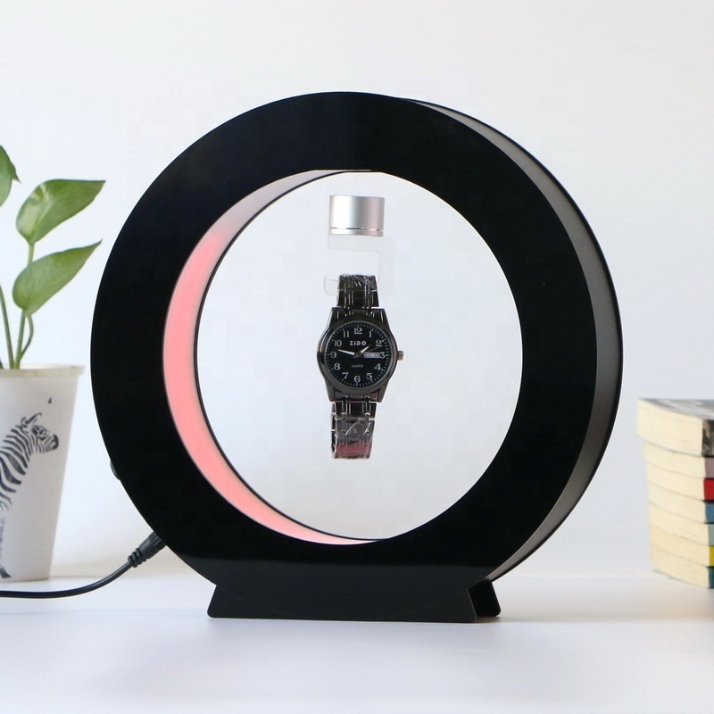 Customized Logo Available Magnetic Levitating Rack Type Acrylic Watch Display Stand with Led Lighting