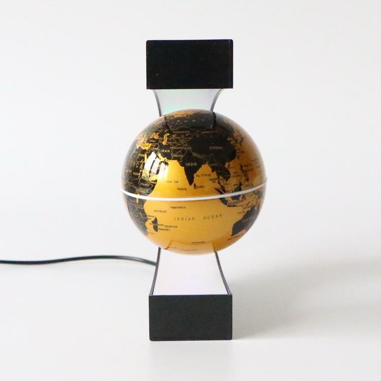 3.5 Inch Magnetic Floating World Globe with Built-in LED Light and Magnifying Glass Teaching Demo Raised Relief Topographical Gl