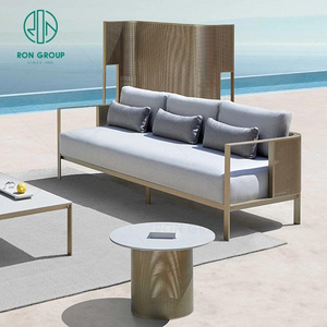 new design hotel project garden patio furniture luxury all weather pool stainless steel round outdoor tables and chairs set