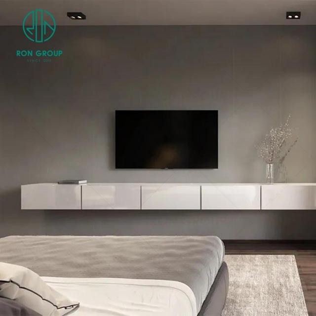 high end nordic villa hotel luxury senior grey fabric king size queen bed with white tv stand headboards furniture bedroom set