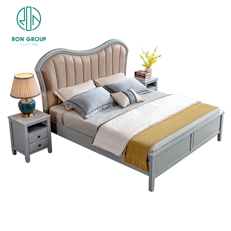 Hot sale customized hotel senior grey American sofa tea table bedroom furniture with nightstand modern luxury bedroom sets