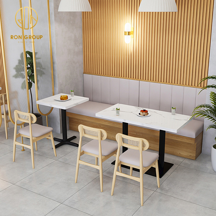 Custom square fast food Coffee Shop Commercial Furniture metal bistro small cafe marble hotel Restaurant table and chairs Set