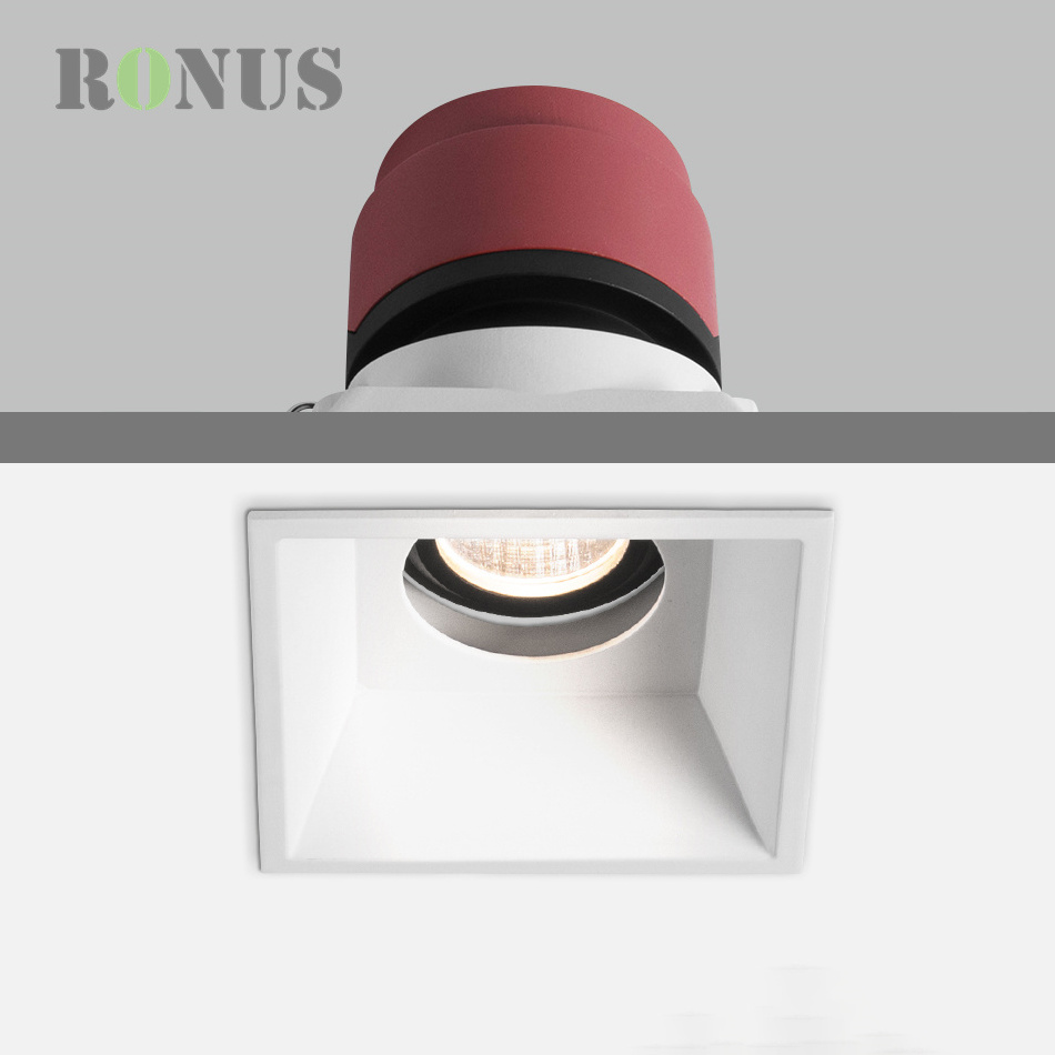 Low UGR Adjustable Ceiling COB Spotlight 7W 5W Down Light Anti Glare LED Square Recessed Downlight