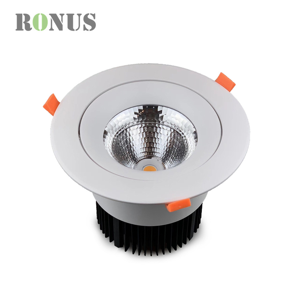 High Power 30W Dimmable IP44 Down Spot Light 6 Inch Hotel Project COB Recessed LED Downlight