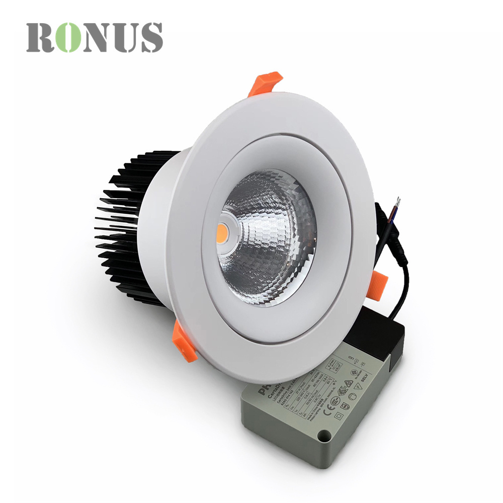 High Power 30W Dimmable IP44 Down Spot Light 6 Inch Hotel Project COB Recessed LED Downlight