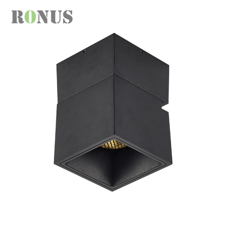 230V Modern 360 Rotatable 7 Watt Ceiling Spotlight 7W COB Surface Mount Square LED Downlight