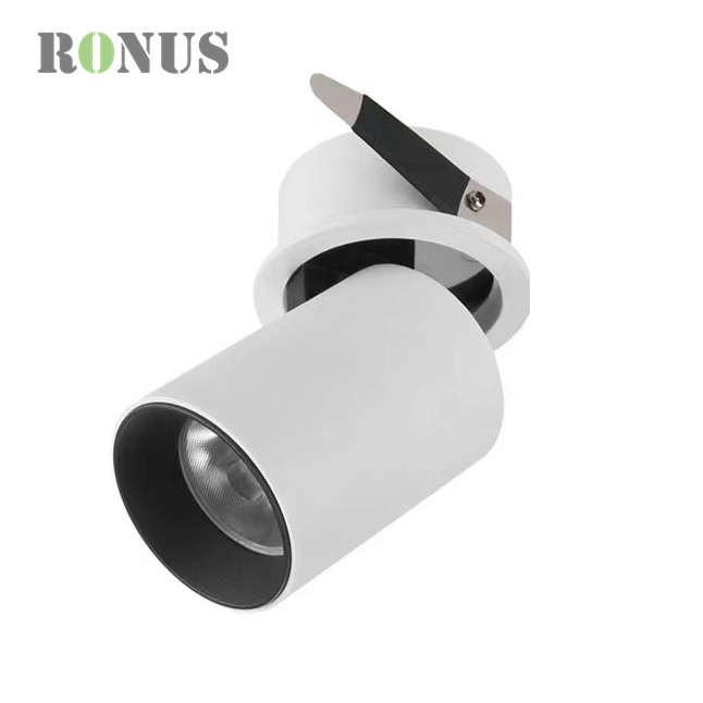 Black White Adjustable COB 6W Down Rotate Spotlight Anti Glare Recessed Indoor LED Spot Light