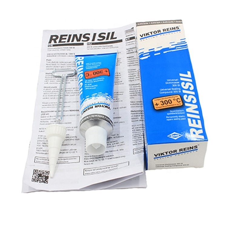 High-temper Waterproof Fireproof  Rtv Silicone Sealant  REINSISIL Gasket Maker with Blue Box and Specification