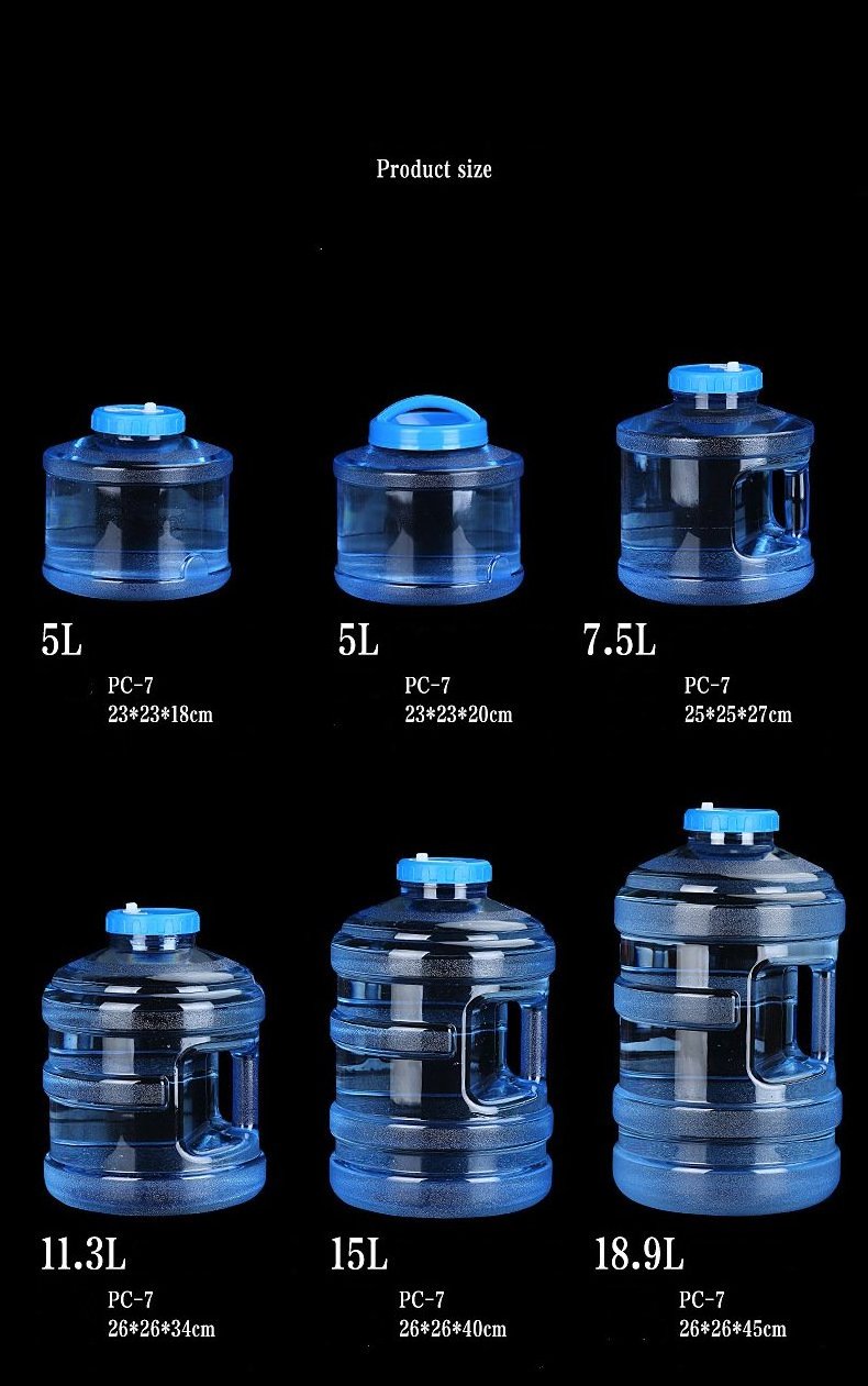 pc 5 gallon water bottle plastic BPA free portable outdoor camping 18.9L tank office clear 19L water bucket with handle