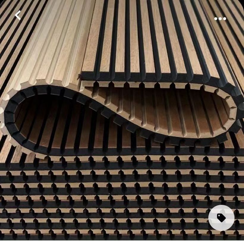 3d Wood Veneer MDF Wave Board Decorative Flexible Curly Bendable Curved flexible Slat Acoustic Wall Panel