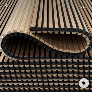 3d Wood Veneer MDF Wave Board Decorative Flexible Curly Bendable Curved flexible Slat Acoustic Wall Panel