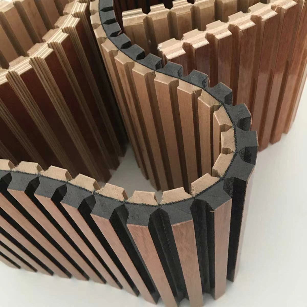 3d Wood Veneer MDF Wave Board Decorative Flexible Curly Bendable Curved flexible Slat Acoustic Wall Panel