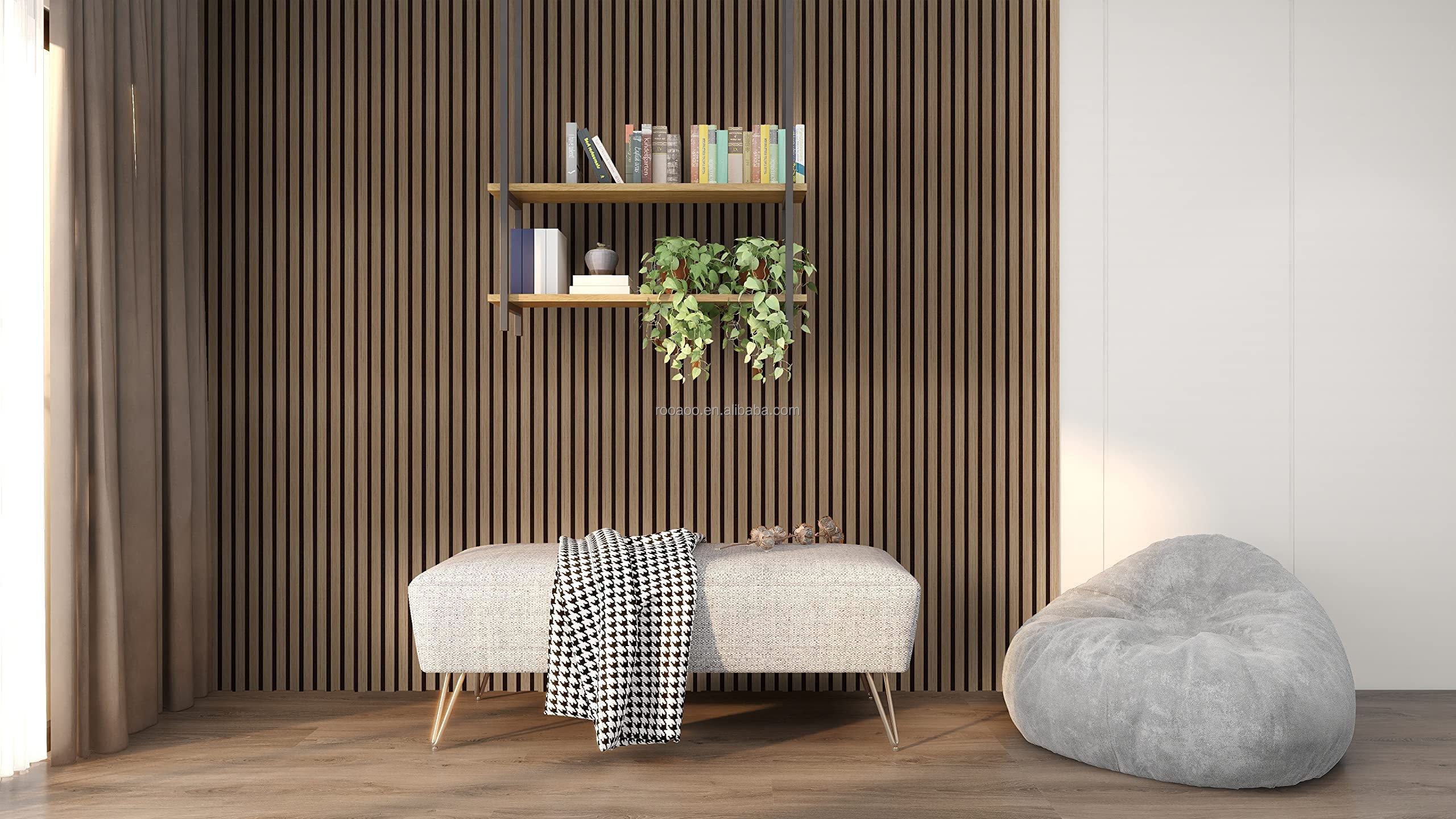 soundproofing indoor wall panel America oak wood veneer 3D slat acoustic panels wood cladding interior panel