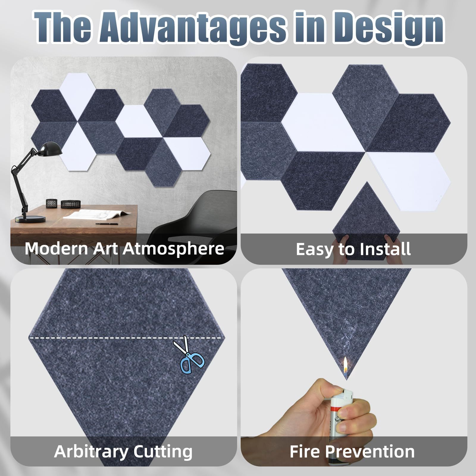 Felt Hexagon Acoustic Panel Pin Board Sticker Self Adhesive Bulletin Memo Hexagon Felt Cork Board Tiles