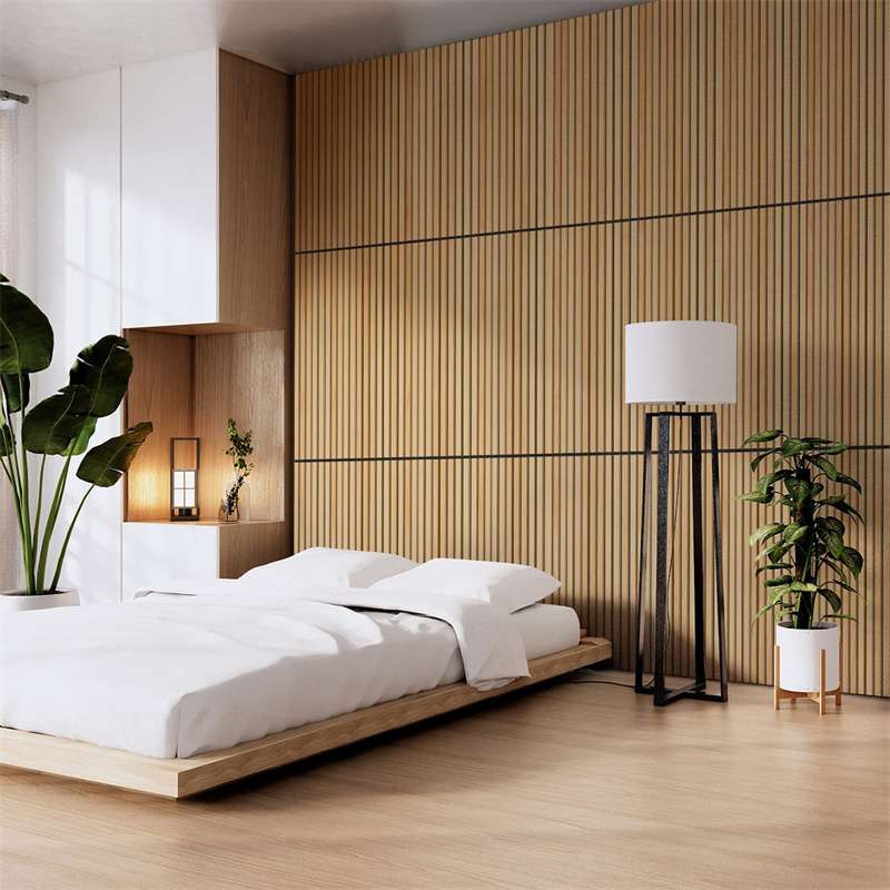 Wooden Veneer 3d Pet Mdf Composite Akupanel Wall Slatted Soundproof Acoustic Slat Panel Chinese Wall Art