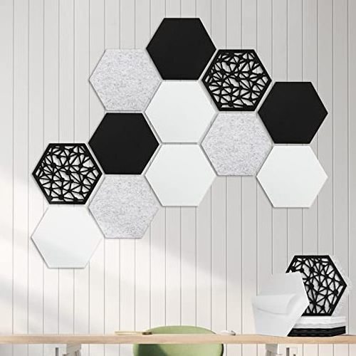 Felt Hexagon Acoustic Panel Pin Board Sticker Self Adhesive Bulletin Memo Hexagon Felt Cork Board Tiles