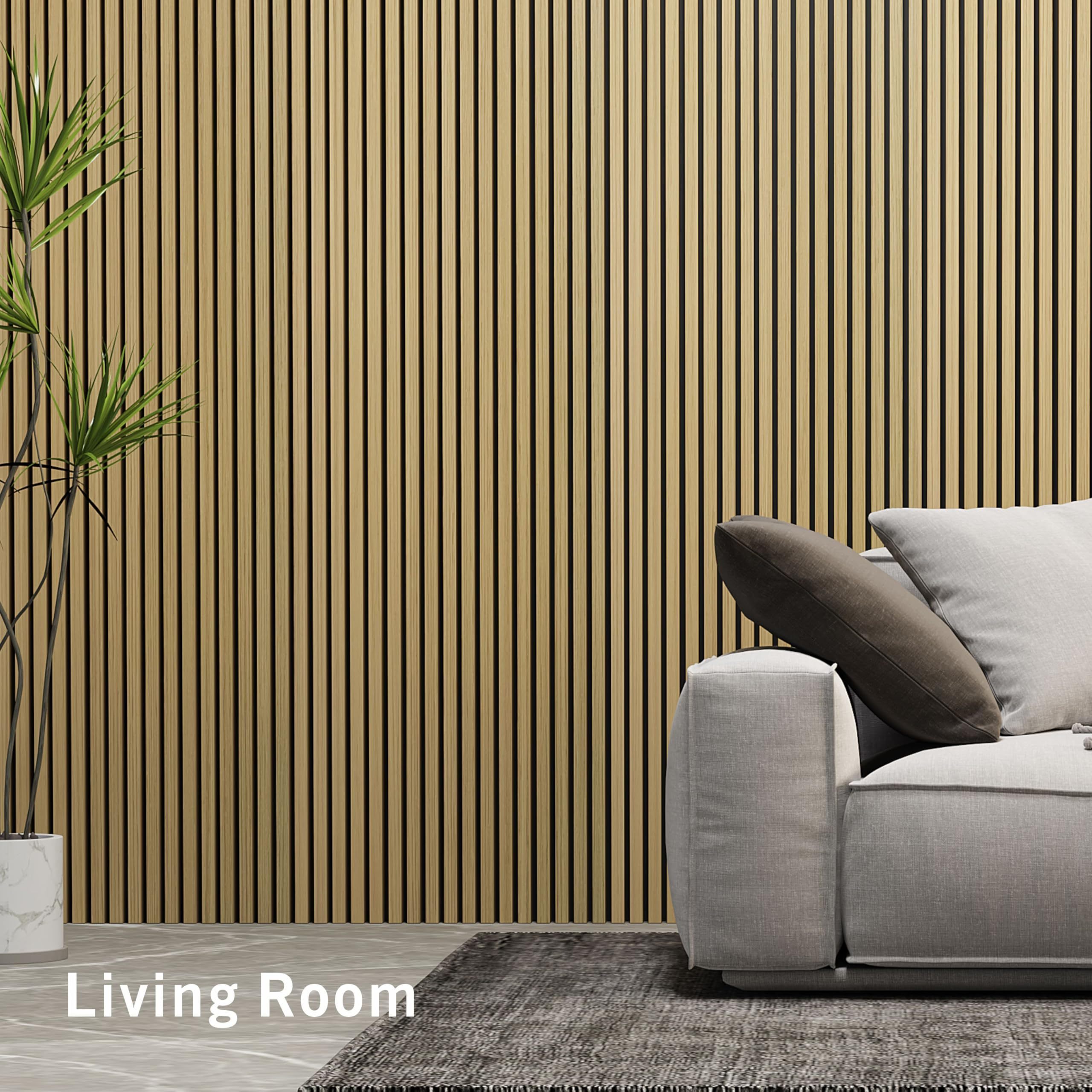 accent constructed wall panel of timber veneered slats panel