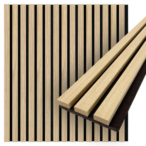 soundproofing indoor wall panel America oak wood veneer 3D slat acoustic panels wood cladding interior panel