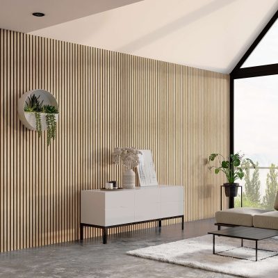 3D Design Wood Slat Wall Panels Oak Walnut Panel Cladding Wood Interior Panels