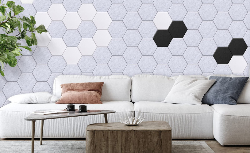 acoustic panel soundproof hexagon polyester pin board custom fabric