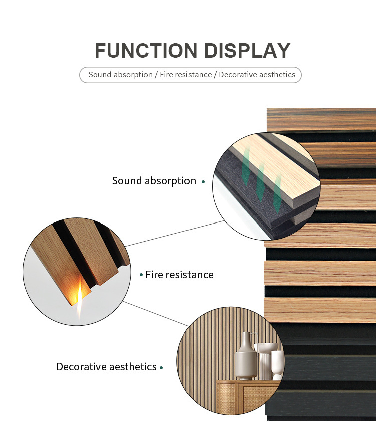 3D Design Wood Slat Wall Panels Oak Walnut Panel Cladding Wood Interior Panels