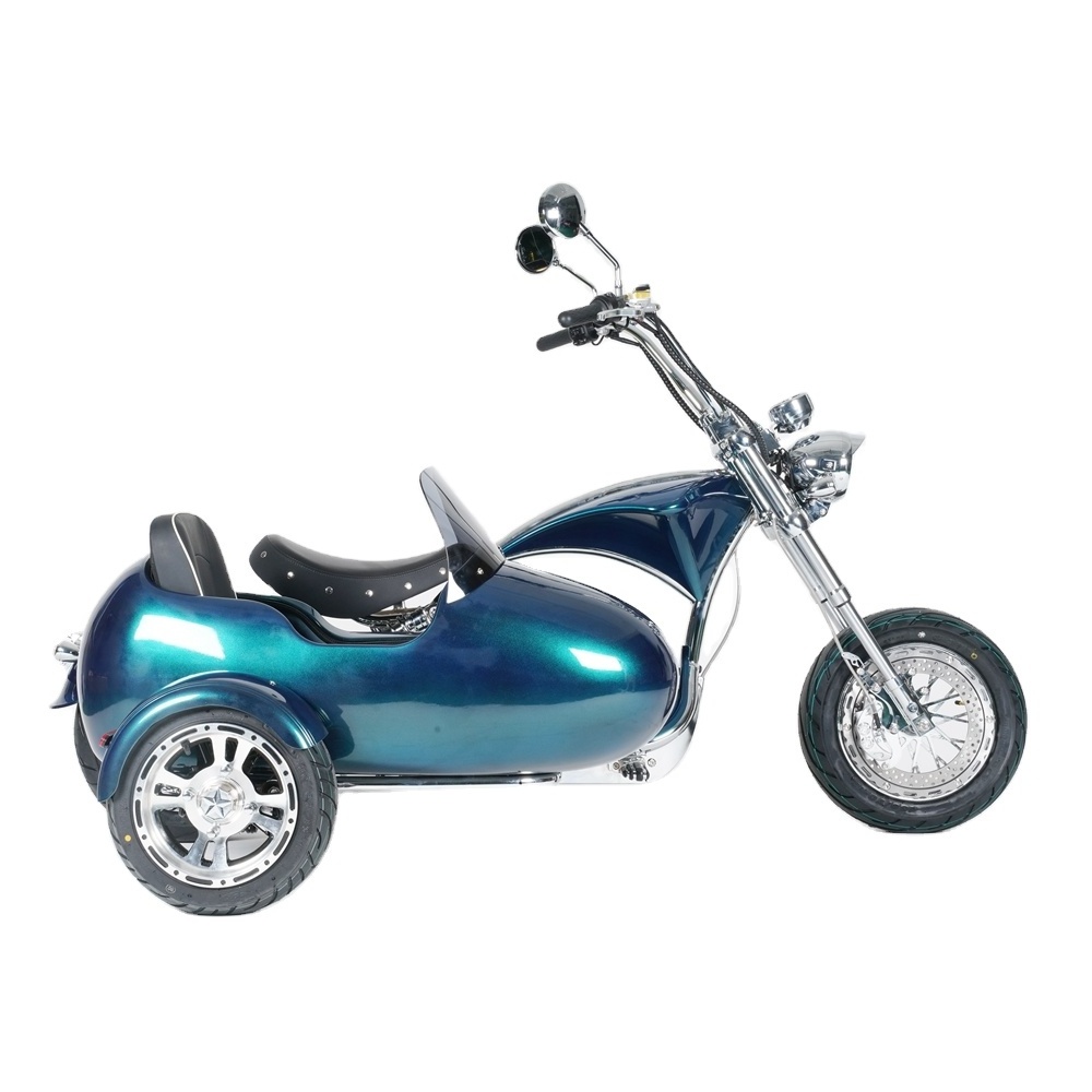 Rooder sara m1ps 72v 4000w 60-80km/h citycoco chopper electric scooter elektrische with turquoise green blue side car citycoco