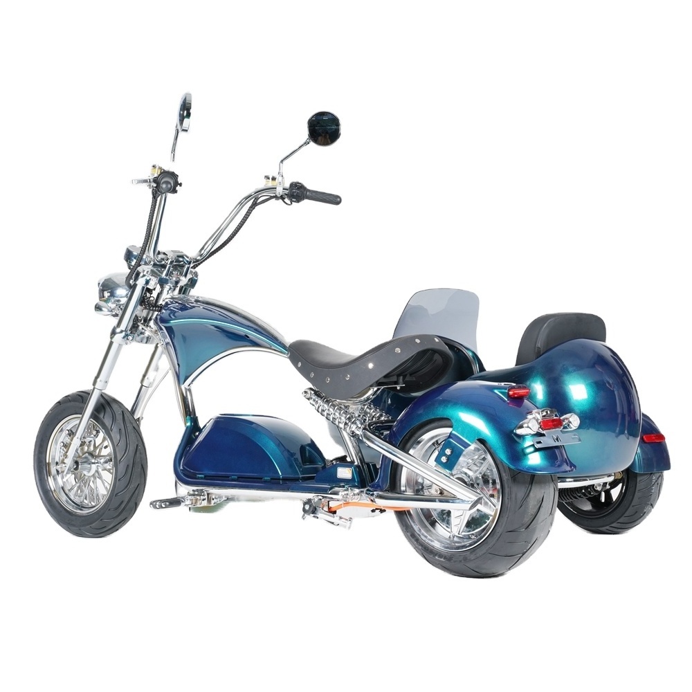 Rooder sara m1ps 72v 4000w 60-80km/h citycoco chopper electric scooter elektrische with turquoise green blue side car citycoco