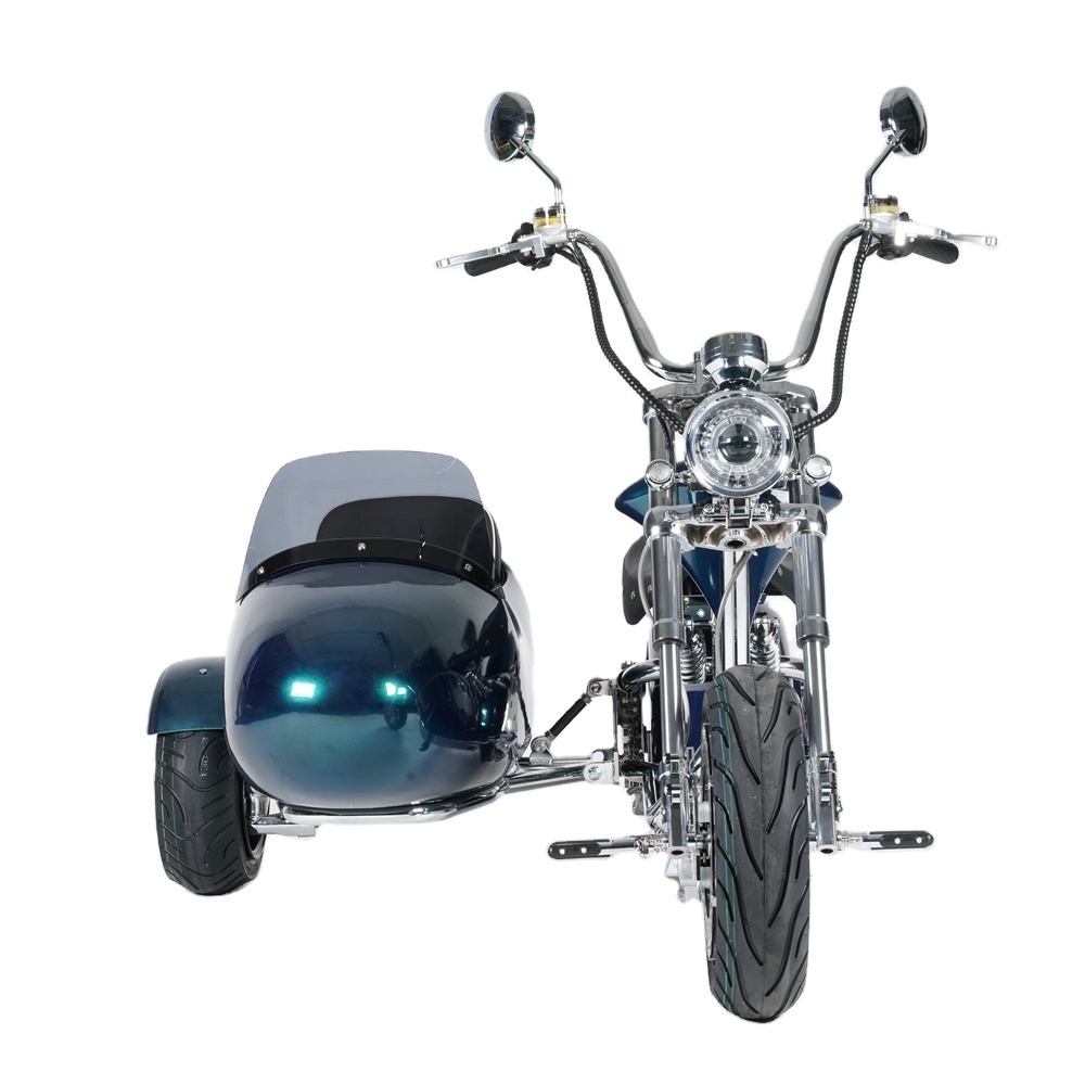 Rooder sara m1ps 72v 4000w 60-80km/h citycoco chopper electric scooter elektrische with turquoise green blue side car citycoco