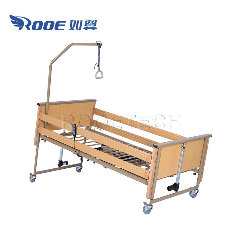 BAE509 Hospital Nursing Home Wooden Electric Care Bed with Lifting Pole for Patients