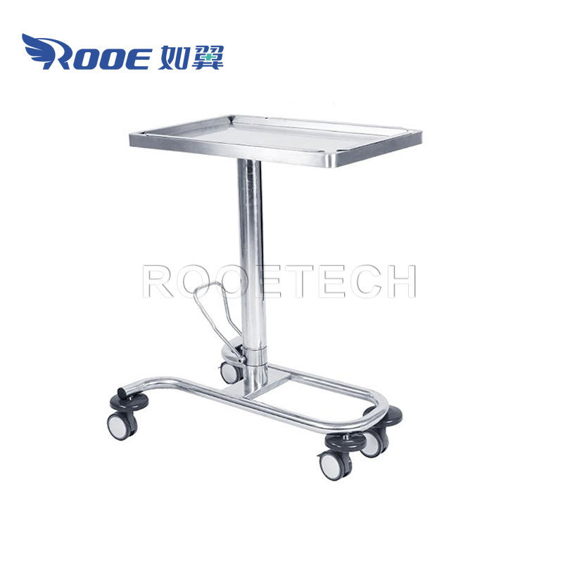 U-shaped Base Surgical Instrument Stainless Steel Hand Truck Trolley Cart with 4 Wheels