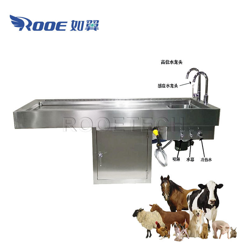 Vet Pets Animals Stainless Steel Deluxe Necropsy Dissection Anatomage Table with 8 Faucets and Water Curtain Device